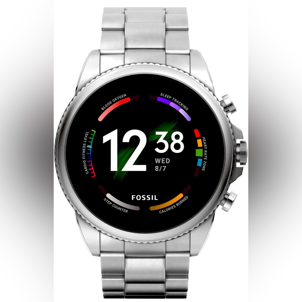 Fossil Men's Gen 6 44mm Stainless Steel Touchscreen Smart Watch, Color: Silver